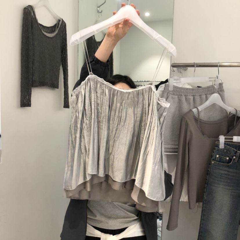 AUBE韓國代購女士新品時尚休閑職業人氣推薦吊帶背心假兩件AUBE吊帶/背心