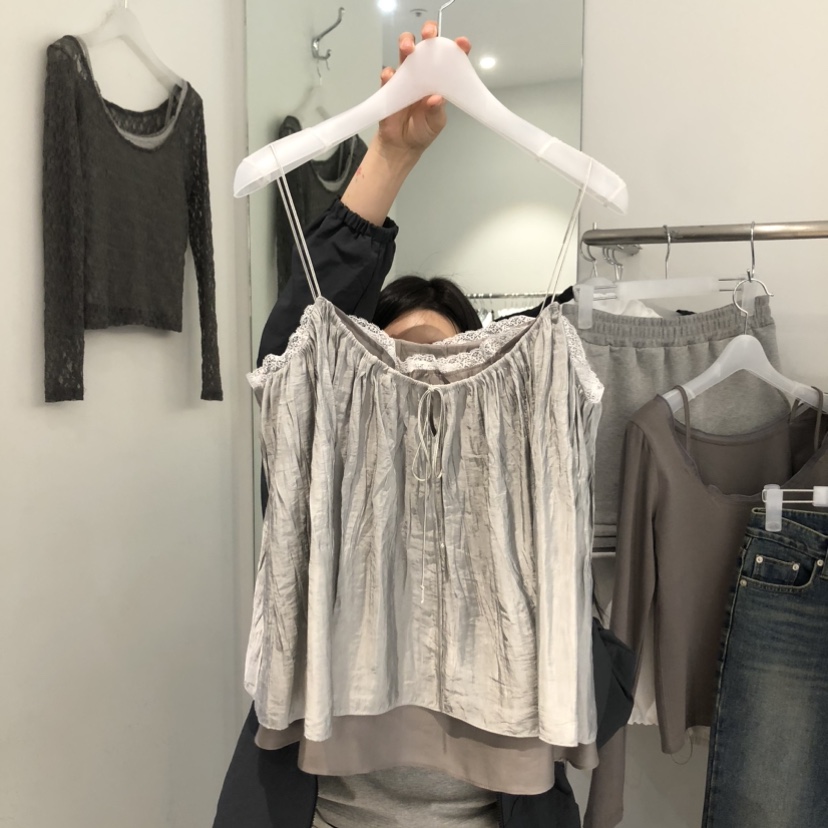 AUBE韓國代購女士新品時尚休閑職業人氣推薦吊帶背心假兩件AUBE吊帶/背心圖色1