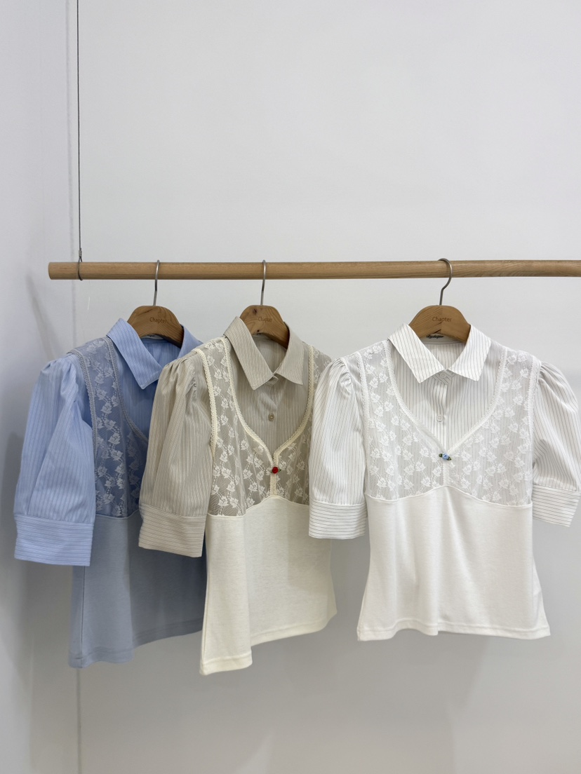 BY CHAPTER韓國東大門直郵女裝新款熱賣襯衫蕾絲衫不含內搭鏤空BY Chapter襯衫/蕾絲衫