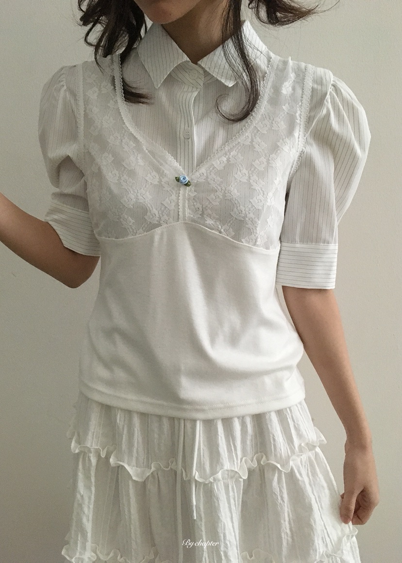 BY CHAPTER韓國東大門直郵女裝新款熱賣襯衫蕾絲衫不含內搭鏤空BY Chapter襯衫/蕾絲衫