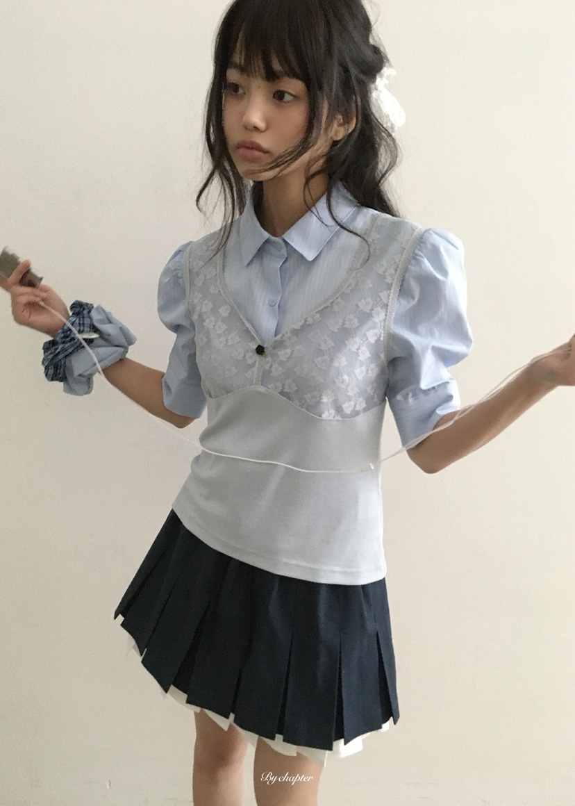 BY CHAPTER韓國東大門直郵女裝新款熱賣襯衫蕾絲衫不含內搭鏤空BY Chapter襯衫/蕾絲衫