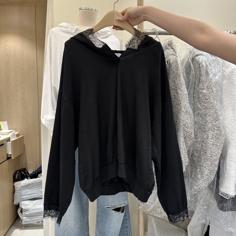 VINTAGE VIBE韓國東大門代購女裝新品職業休閑長袖T恤蕾絲VINTAGE VIBE長袖T恤圖色1