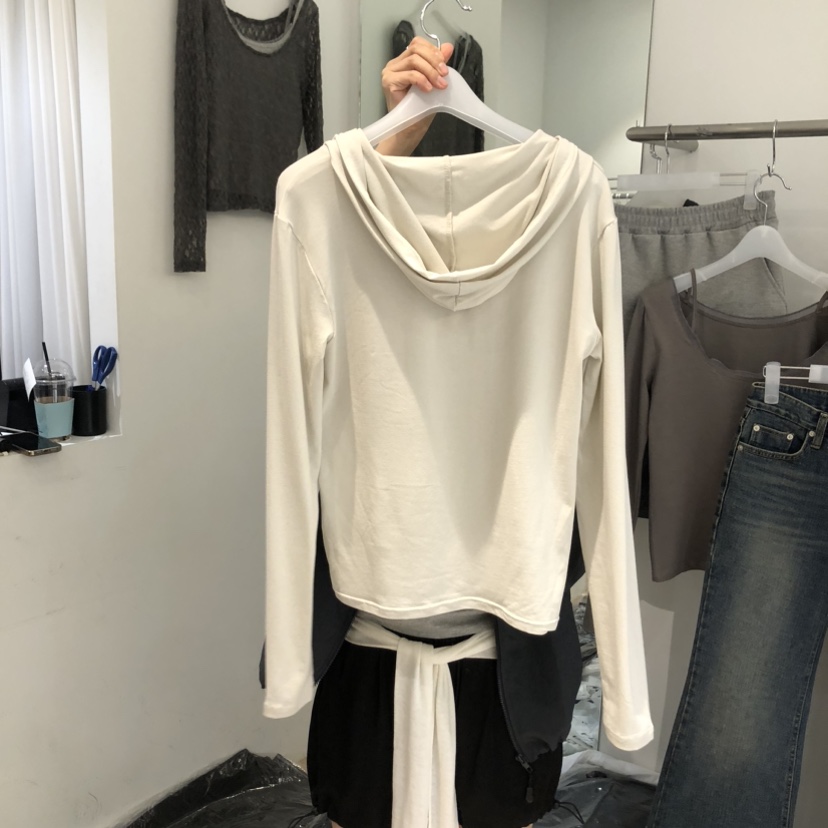 AUBE韓國東大門直郵女裝新品休閑職業26春夏長袖T恤連帽衫AUBE長袖T恤