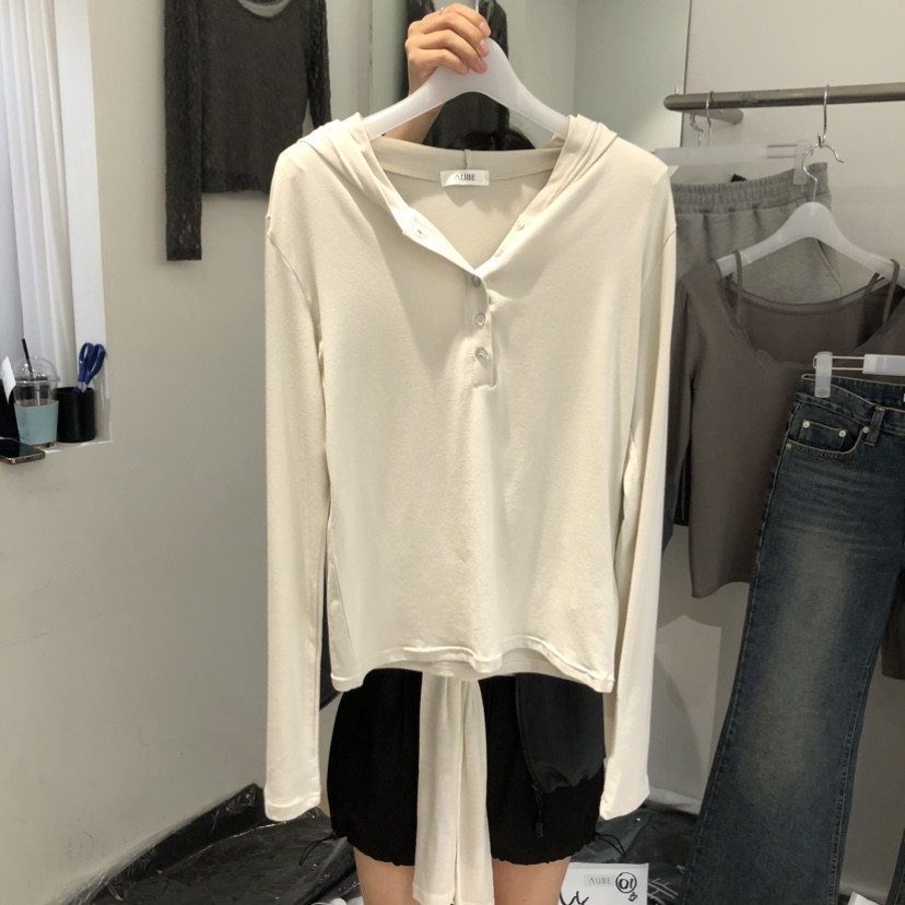 AUBE韓國東大門直郵女裝新品休閑職業26春夏長袖T恤連帽衫AUBE長袖T恤圖色1