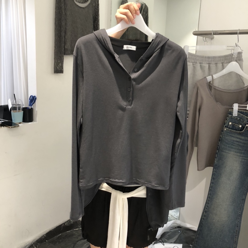 AUBE韓國東大門直郵女裝新品休閑職業26春夏長袖T恤連帽衫AUBE長袖T恤圖色3