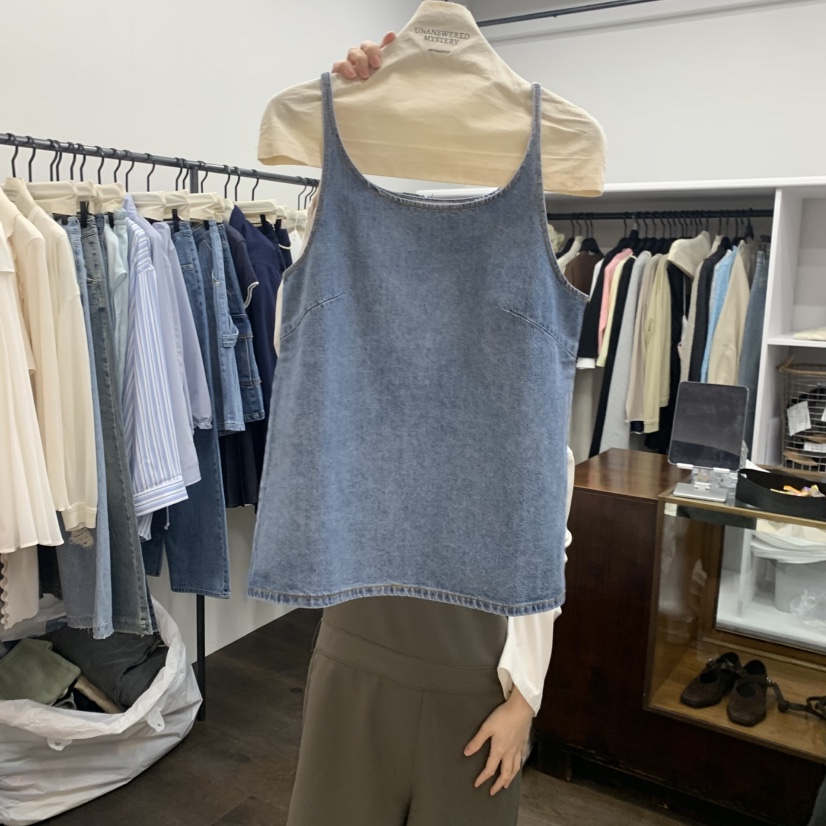 UNANSWERED-MYSTERY/FIFO韓國東大門直郵女士新品人氣吊帶背心UNANSWERED-MYSTERY/FIFO吊帶/背心圖色1