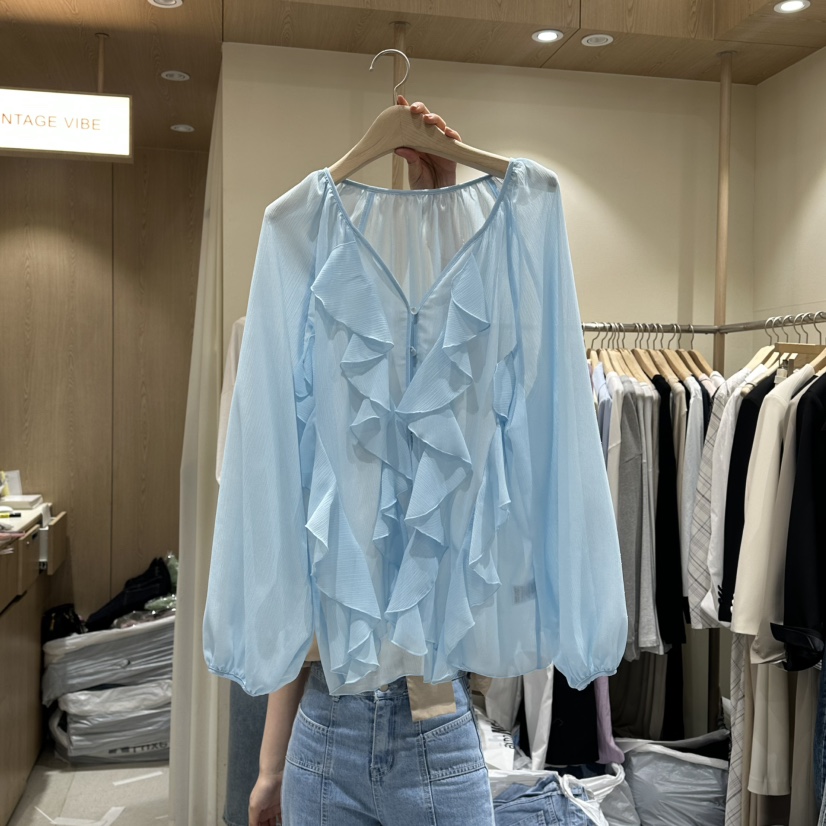 VINTAGE VIBE韓國東大門代購女士新品熱賣襯衫蕾絲衫雪紡VINTAGE VIBE襯衫/蕾絲衫圖色1