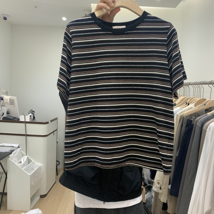 HOUSE OF/DE MERRY韓國直郵實拍女士新品休閑人氣T恤條紋HOUSE OF/DE MERRYT恤圖色1