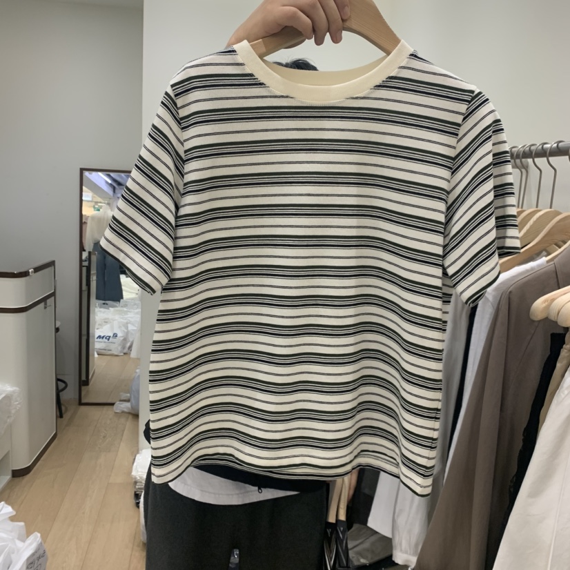 HOUSE OF/DE MERRY韓國直郵實拍女士新品休閑人氣T恤條紋HOUSE OF/DE MERRYT恤圖色2