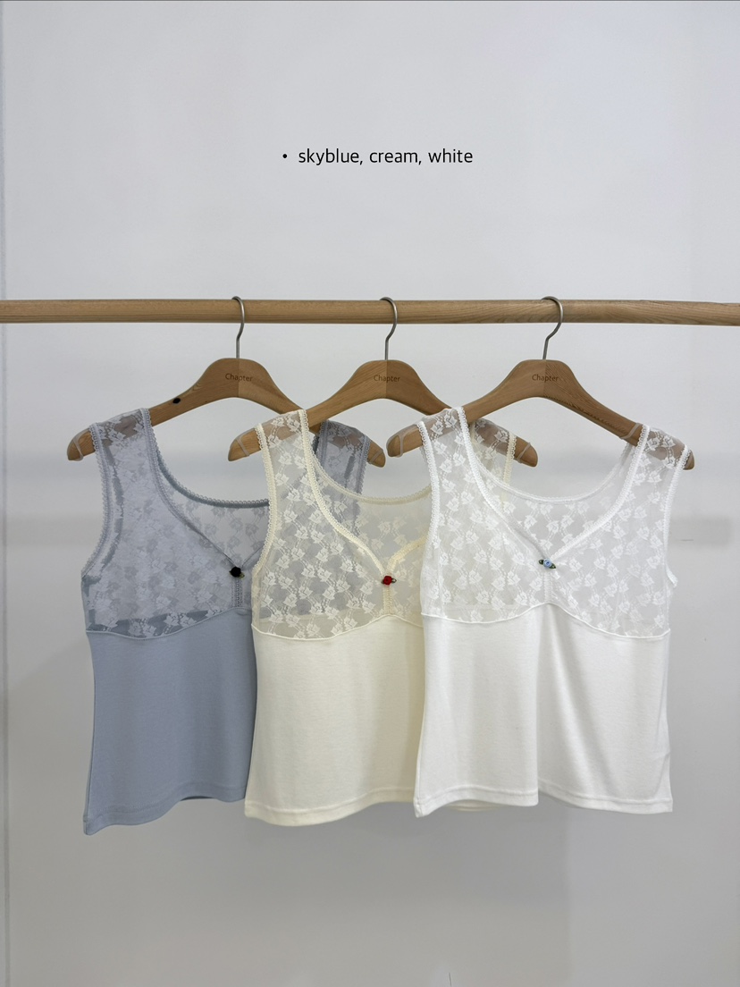 BY CHAPTER韓國直郵實拍女士新品時尚吊帶背心不含內搭蕾絲BY Chapter吊帶/背心