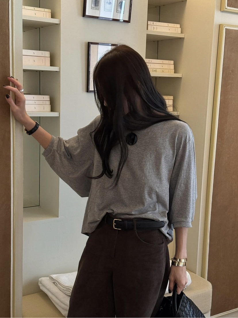 OUTFIT韓國代購女士新款休閑26春夏職業時尚人氣推薦長袖T恤OUTFIT長袖T恤