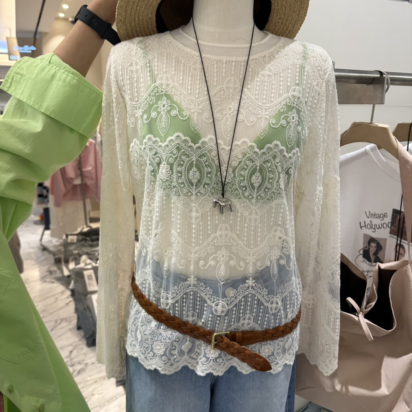 REPELLER韓國直郵女士新品26春夏職業休閑襯衫蕾絲衫蕾絲REPELLER襯衫/蕾絲衫