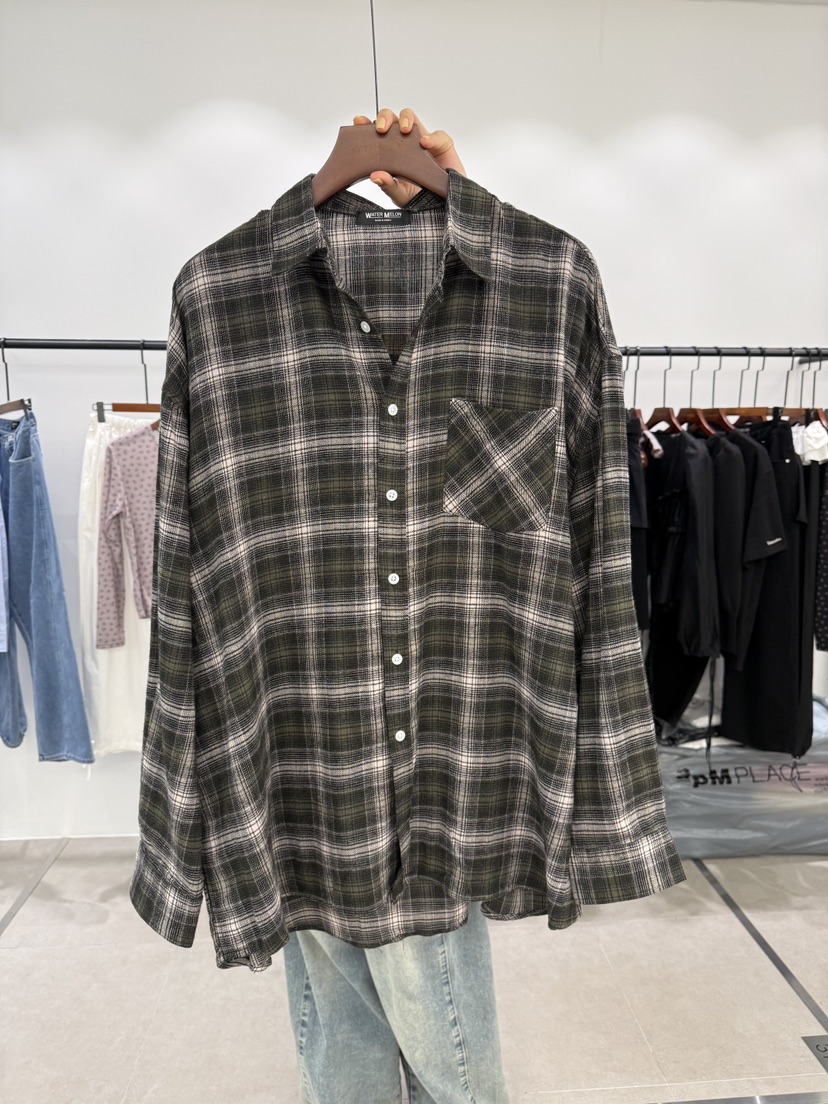 WATERMELON韓國代購女士新款熱賣時尚推薦襯衫蕾絲衫格子WATER MELON襯衫/蕾絲衫圖色2