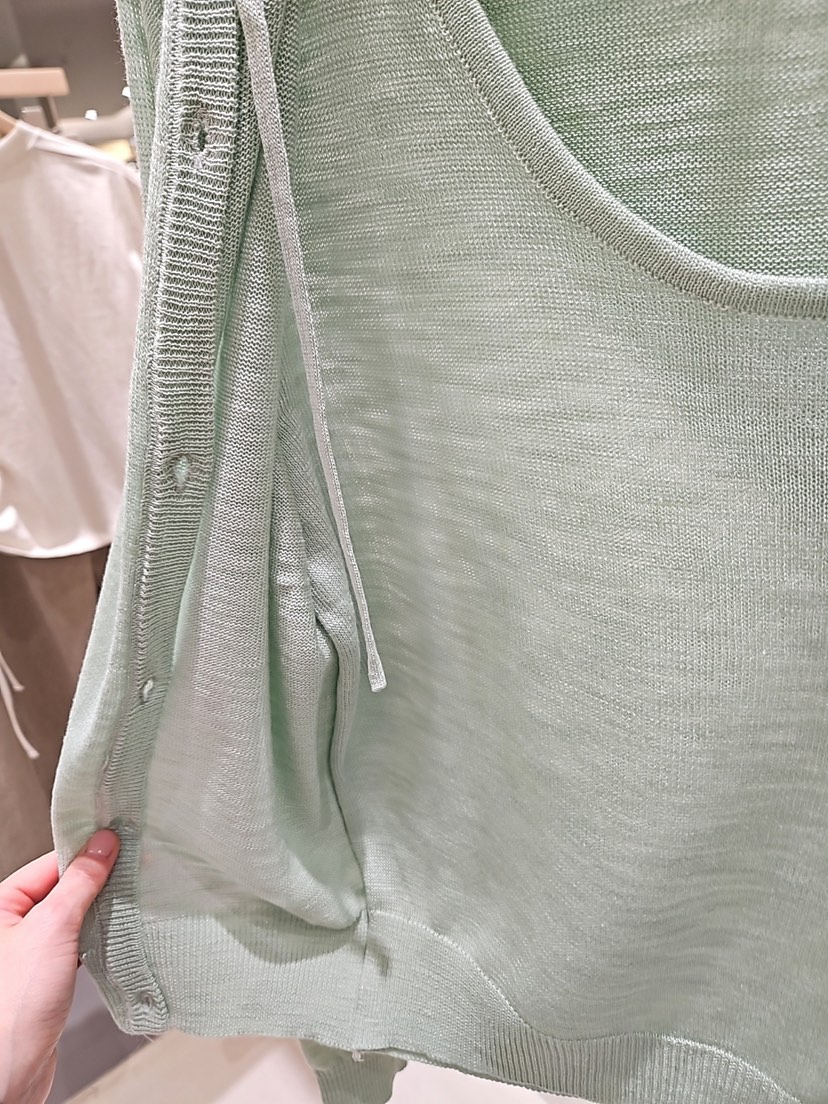 MONTER韓國直郵女士新款職業26春夏針織衫假兩件連帽衫亞麻MONTER針織衫