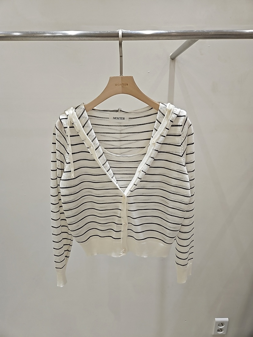 MONTER韓國直郵女士新款職業26春夏針織衫假兩件連帽衫亞麻MONTER針織衫圖色3