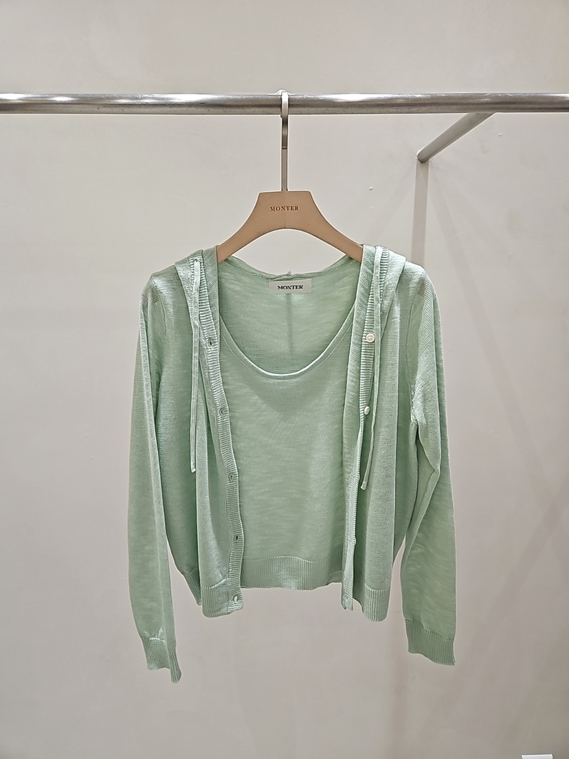 MONTER韓國直郵女士新款職業26春夏針織衫假兩件連帽衫亞麻MONTER針織衫圖色4