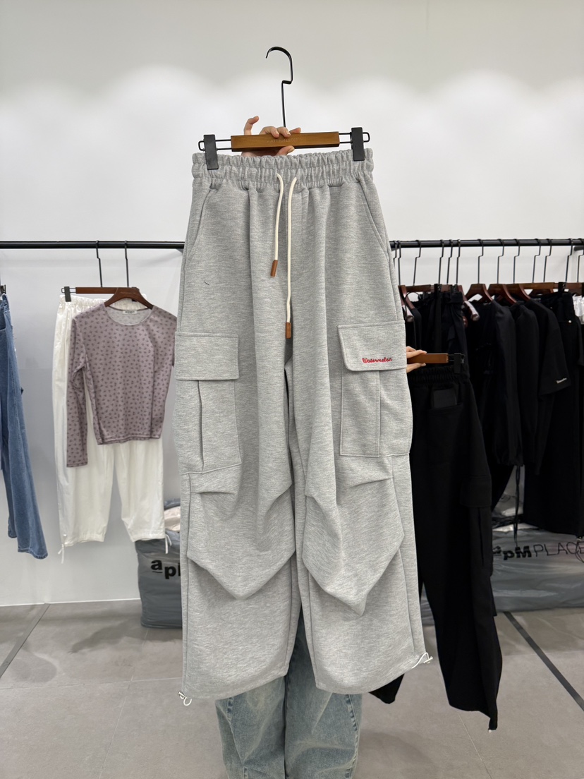 WATERMELON韓國代購女裝新款推薦26春夏時尚熱賣休閑褲口袋WATER MELON休閑褲圖色1