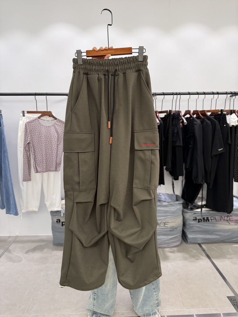 WATERMELON韓國代購女裝新款推薦26春夏時尚熱賣休閑褲口袋WATER MELON休閑褲圖色3