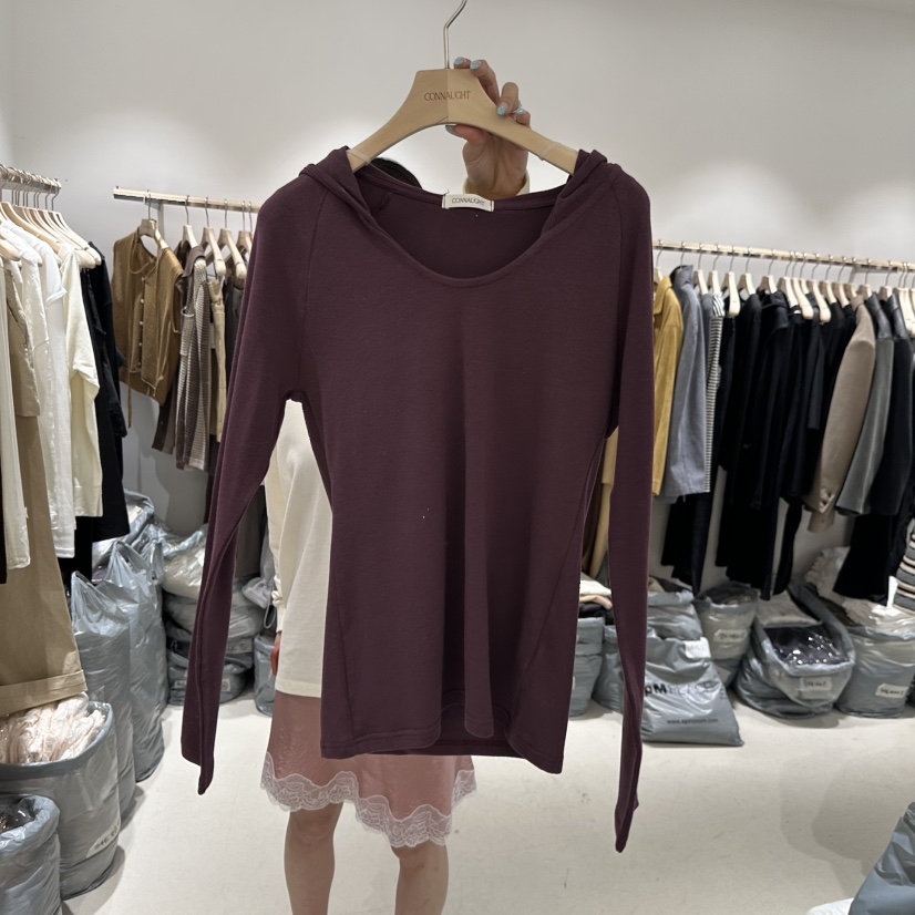 CONNAUGHT/DAILYJUD韓國東大門代購女士新款推薦長袖T恤連帽衫CONNAUGHT/DAILYJUD長袖T恤圖色2