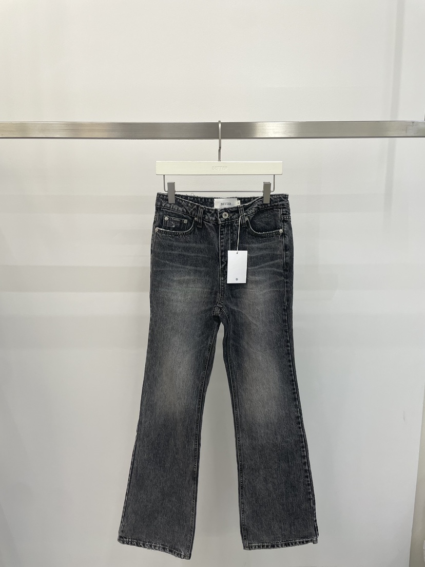 BETTER韓國代購女裝新品時尚休閑職業推薦人氣牛仔褲喇叭BETTER牛仔褲圖色1