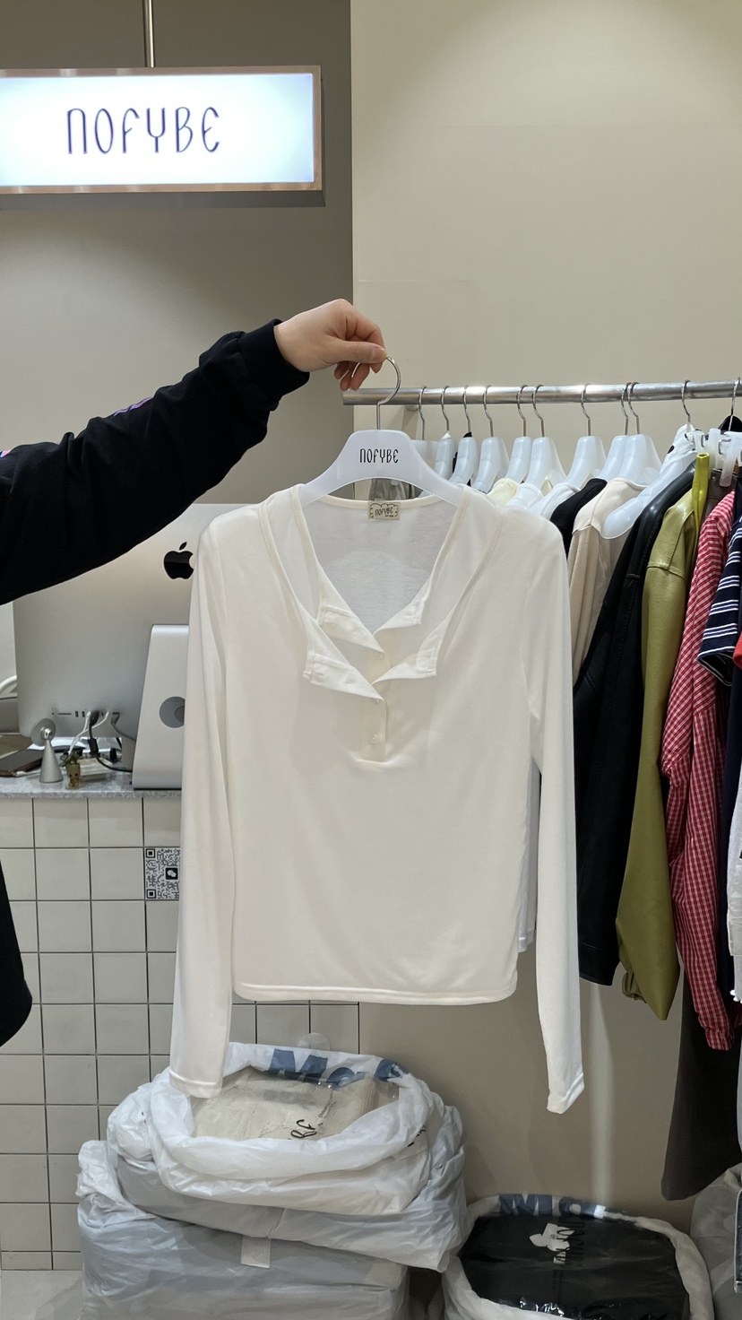 NOFYBE韓國直郵實拍女士新款職業熱賣休閑長袖T恤假兩件雙層NOFYBE長袖T恤圖色1