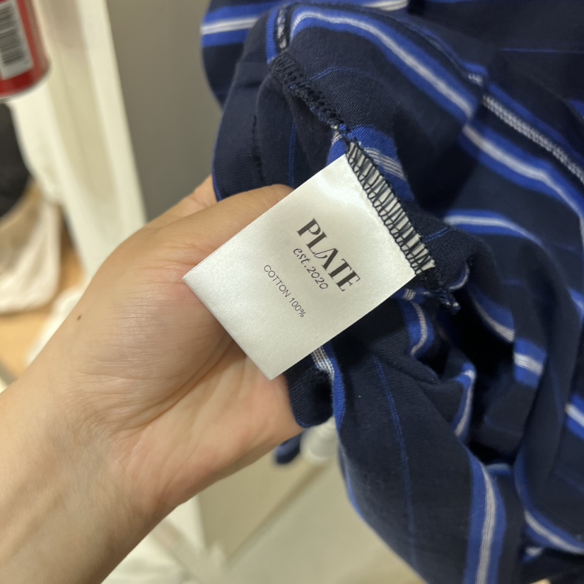 PLATE韓國直郵實拍女裝新款推薦熱賣人氣職業長袖T恤條紋PLATE長袖T恤