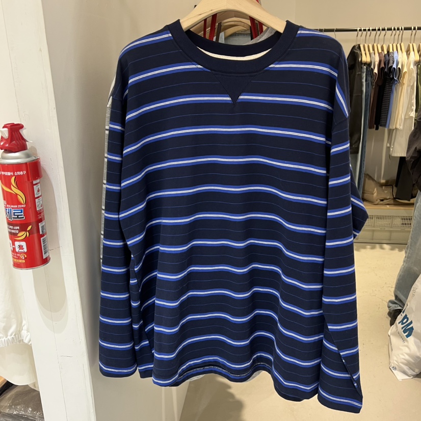 PLATE韓國直郵實拍女裝新款推薦熱賣人氣職業長袖T恤條紋PLATE長袖T恤圖色1