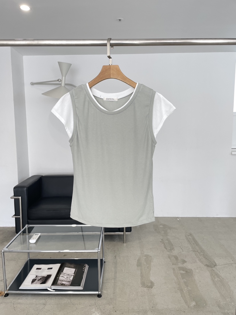 EDITION-P韓國代購女裝新款26春夏休閑推薦人氣時尚職業T恤EDITION/CHAHEET恤圖色2