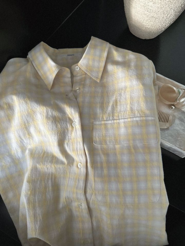 MARE韓國東大門直郵女士新款時尚推薦人氣襯衫蕾絲衫格子MARE襯衫/蕾絲衫