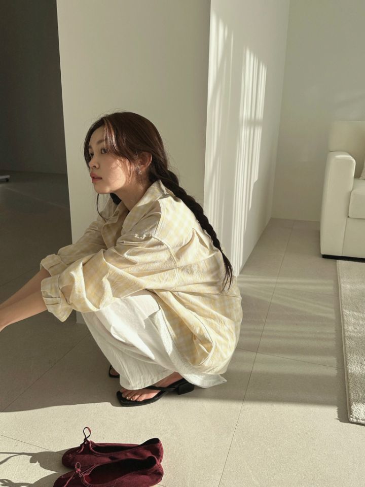 MARE韓國東大門直郵女士新款時尚推薦人氣襯衫蕾絲衫格子MARE襯衫/蕾絲衫