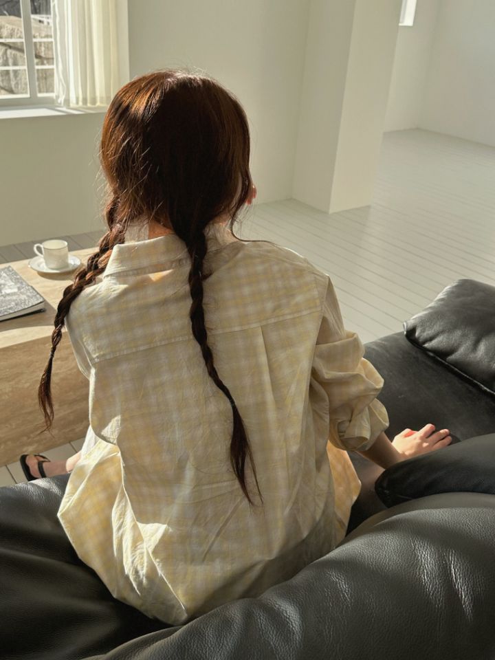 MARE韓國東大門直郵女士新款時尚推薦人氣襯衫蕾絲衫格子MARE襯衫/蕾絲衫