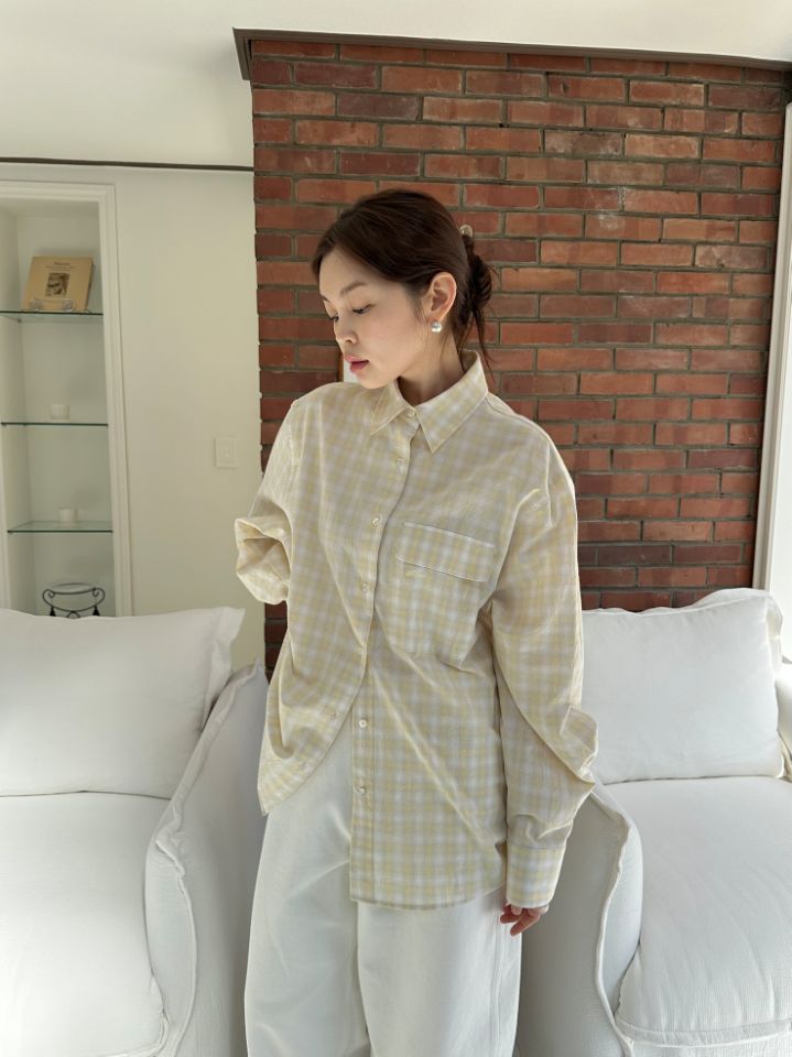 MARE韓國東大門直郵女士新款時尚推薦人氣襯衫蕾絲衫格子MARE襯衫/蕾絲衫