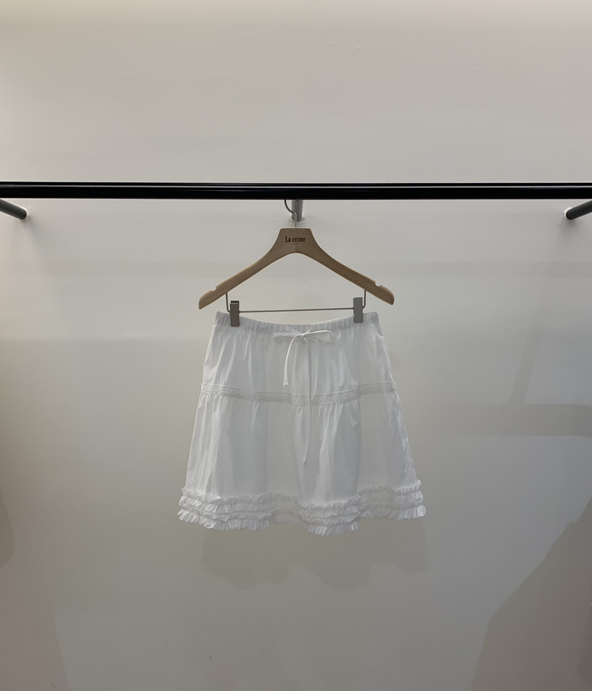 LA CREME韓國直郵女士新款職業人氣時尚推薦短裙荷葉邊雙層LA CREME短裙圖色2