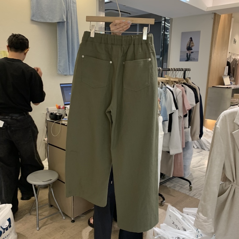 W AND J韓國東大門代購女裝新品推薦熱賣人氣休閑褲亞麻W AND J休閑褲