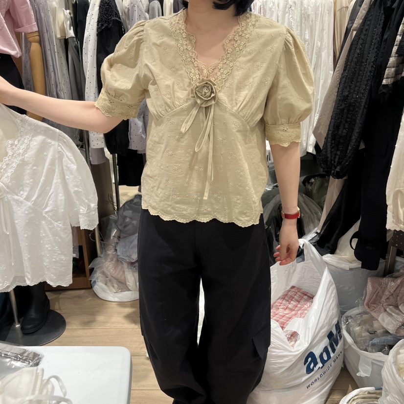 OGI韓國直郵女裝新品26春夏休閑時尚人氣熱賣職業襯衫蕾絲衫FLat OGI襯衫/蕾絲衫圖色2