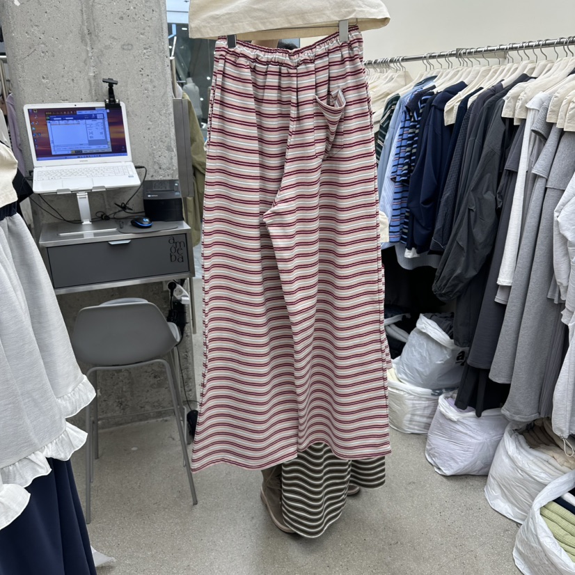 AMOEBA韓國直郵女裝新款時尚休閑推薦26春夏熱賣休閑褲條紋AMOEBA休閑褲