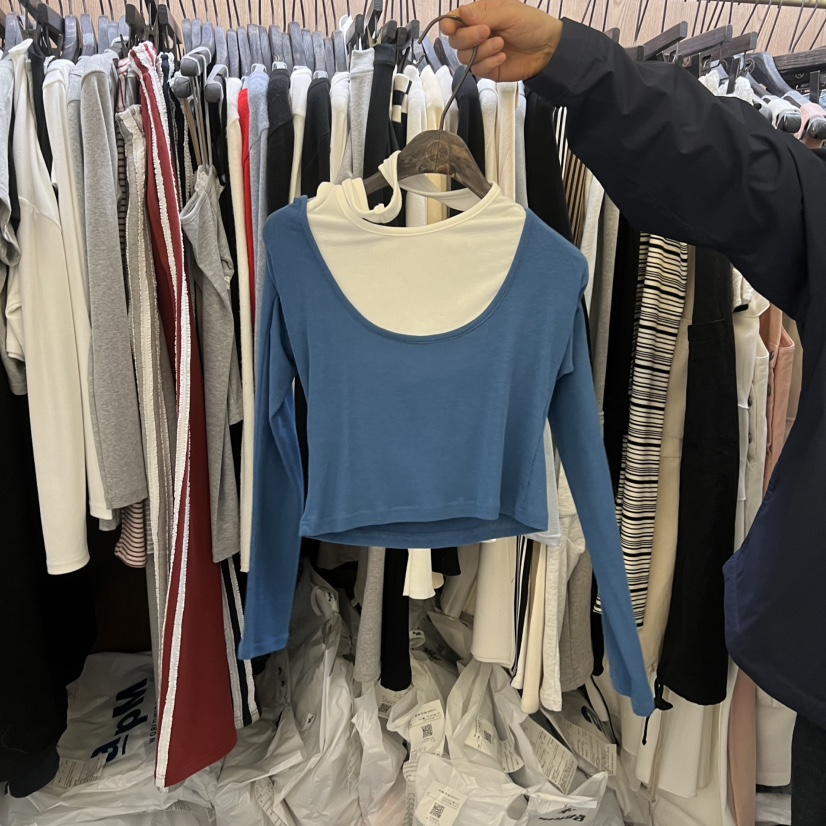 VIRKIN韓國直郵女裝新品推薦26春夏休閑時尚長袖T恤假兩件VIRKIN長袖T恤圖色3