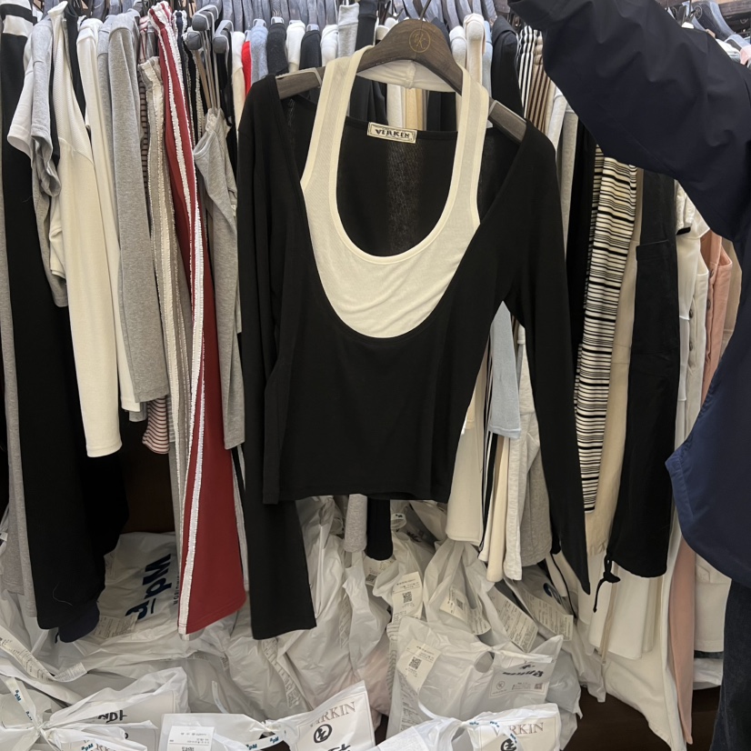 VIRKIN韓國直郵女裝新品推薦26春夏休閑時尚長袖T恤假兩件VIRKIN長袖T恤圖色4