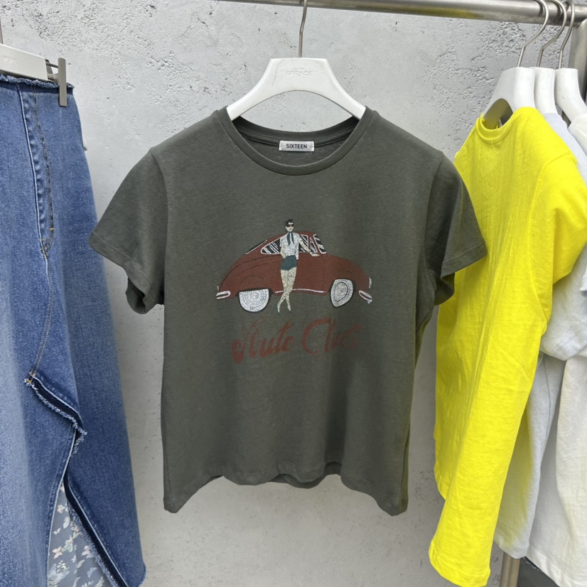 SIXTEEN韓國直郵女士新品26春夏推薦職業休閑熱賣時尚T恤SIXTEENT恤圖色4