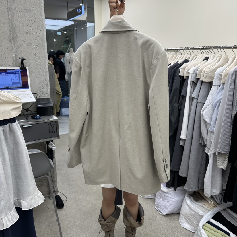 AMOEBA韓國直郵女士新品職業26春夏熱賣時尚人氣夾克亞麻布AMOEBA夾克