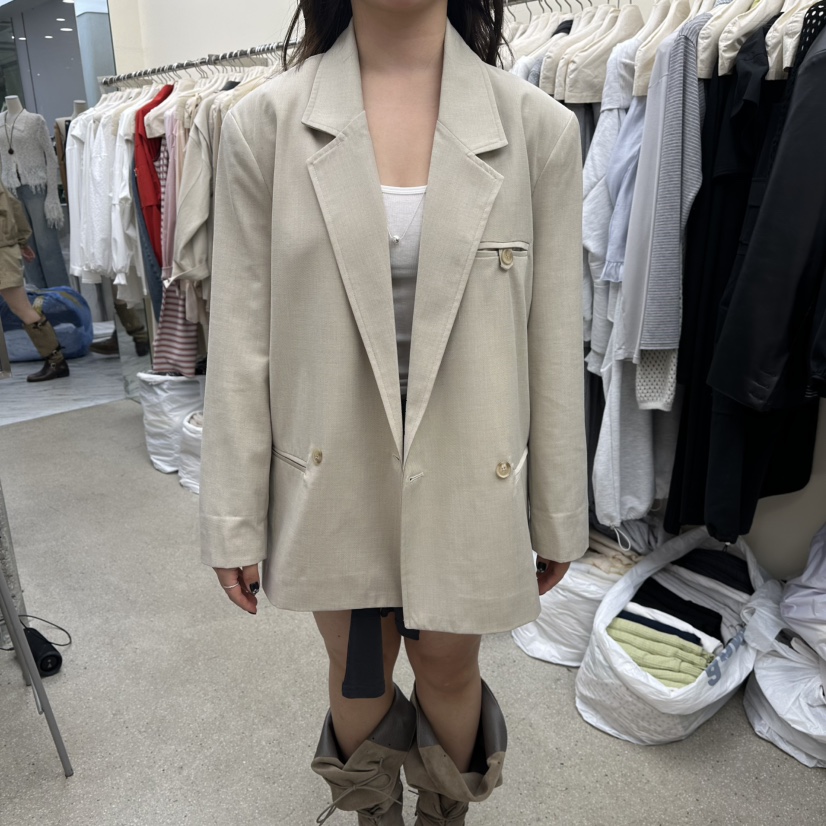 AMOEBA韓國直郵女士新品職業26春夏熱賣時尚人氣夾克亞麻布AMOEBA夾克圖色1