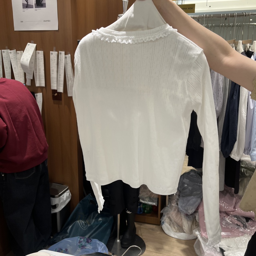 OGI韓國東大門直郵女士新品職業長袖T恤不含內搭羊毛衫鏤空FLat OGI長袖T恤