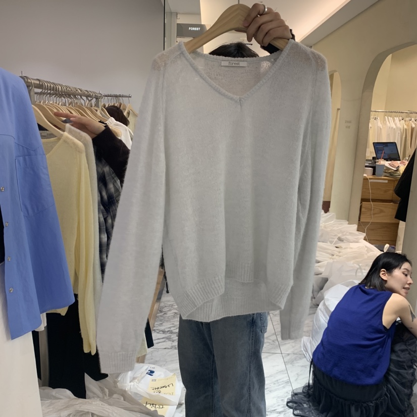FOREST韓國東大門代購女裝新品26春夏職業推薦人氣針織衫V領FOREST針織衫圖色2