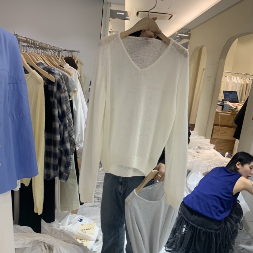 FOREST韓國東大門代購女裝新品26春夏職業推薦人氣針織衫V領FOREST針織衫圖色3
