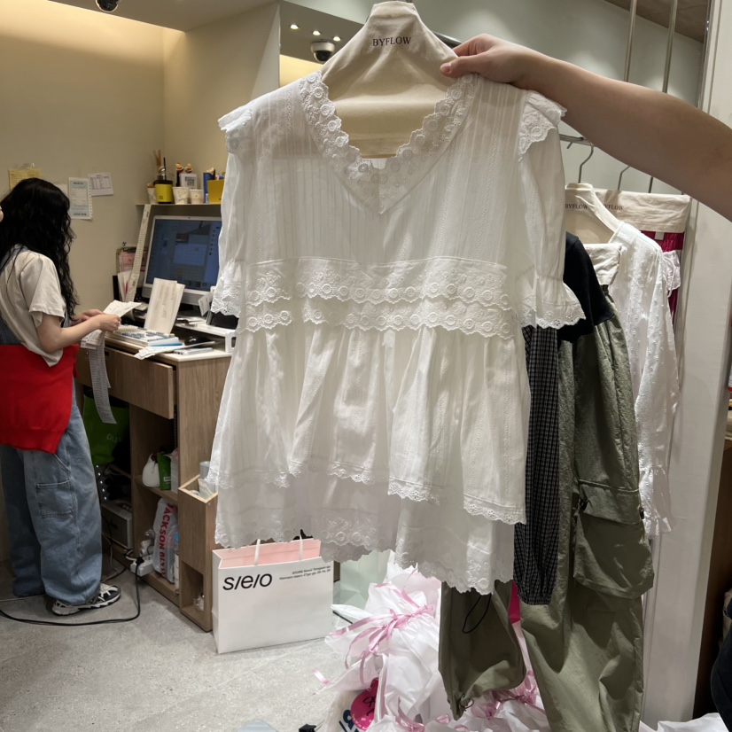 BY FLOW韓國代購女士新品26春夏推薦休閑職業襯衫蕾絲衫BY FLOW襯衫/蕾絲衫圖色2