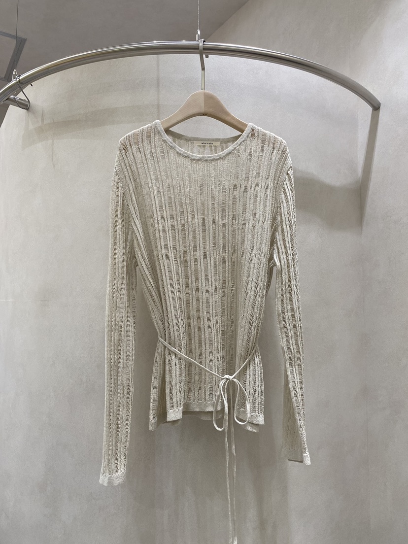 WHO IS SHE韓國直郵女士新品熱賣休閑人氣針織衫含腰繩WHO IS SHE針織衫圖色2