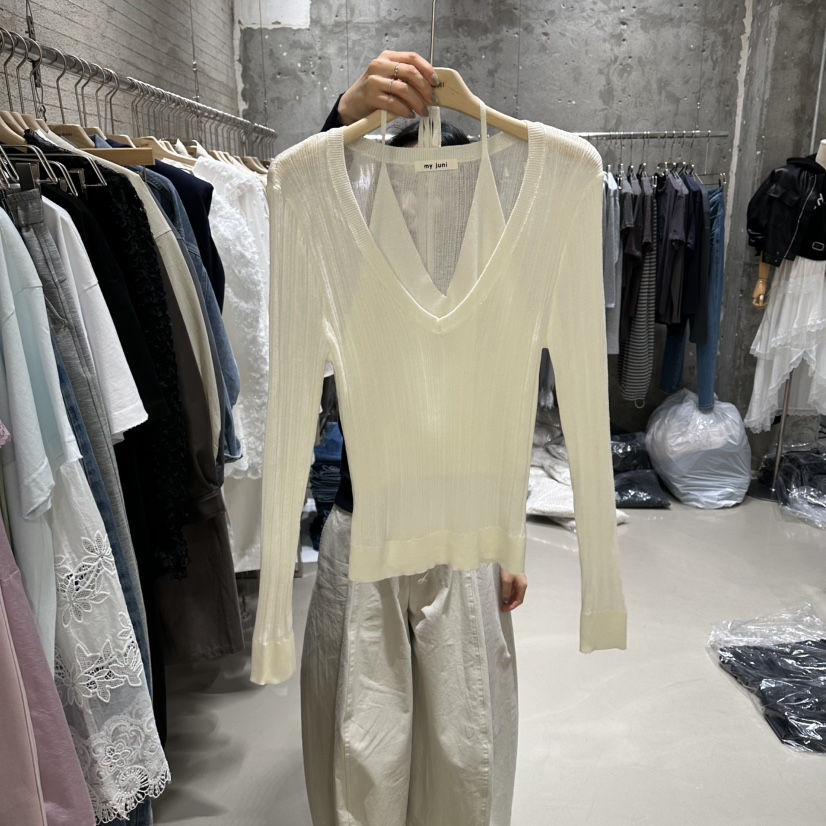 JUNI韓國東大門直郵女裝新品職業人氣熱賣推薦針織衫假兩件my juni針織衫圖色3