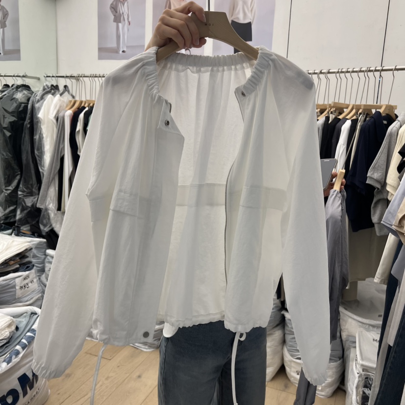 MOI-A韓國直郵實拍女裝新品時尚人氣熱賣休閑夾克褶皺圓領MOI-A夾克圖色1