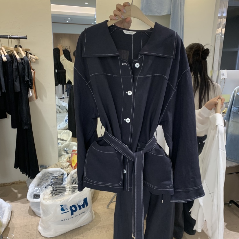 W AND J韓國直郵女裝新款推薦休閑熱賣人氣職業夾克含腰帶W AND J夾克圖色1