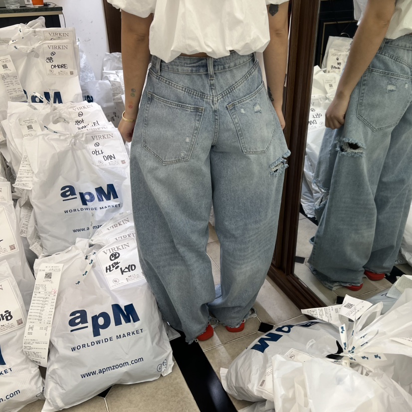 VIRKIN韓國代購女士新品休閑時尚26春夏熱賣人氣職業牛仔褲VIRKIN牛仔褲